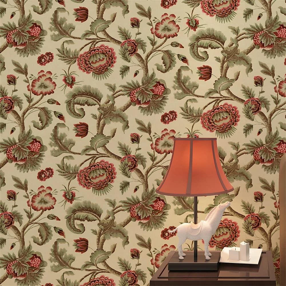 Custom American retro nostalgic wall paper living room background wall cloth light luxury large flower classical wallpaper roll