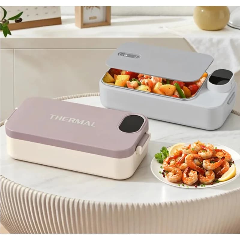 Portable Heated Lunch Box 304 Stainless Steel Container USB-Powered No Water Added Design for Office Car & Travel Meal Warming