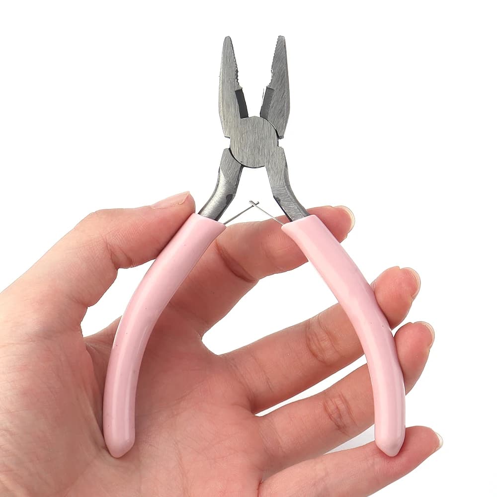 Pinze portatili in acciaio inossidabile rosa Set di strumenti Creazione di gioielli Kit di pinzette per pinze a becco tondo per artigianato Perline Cucito Fai da te Sup