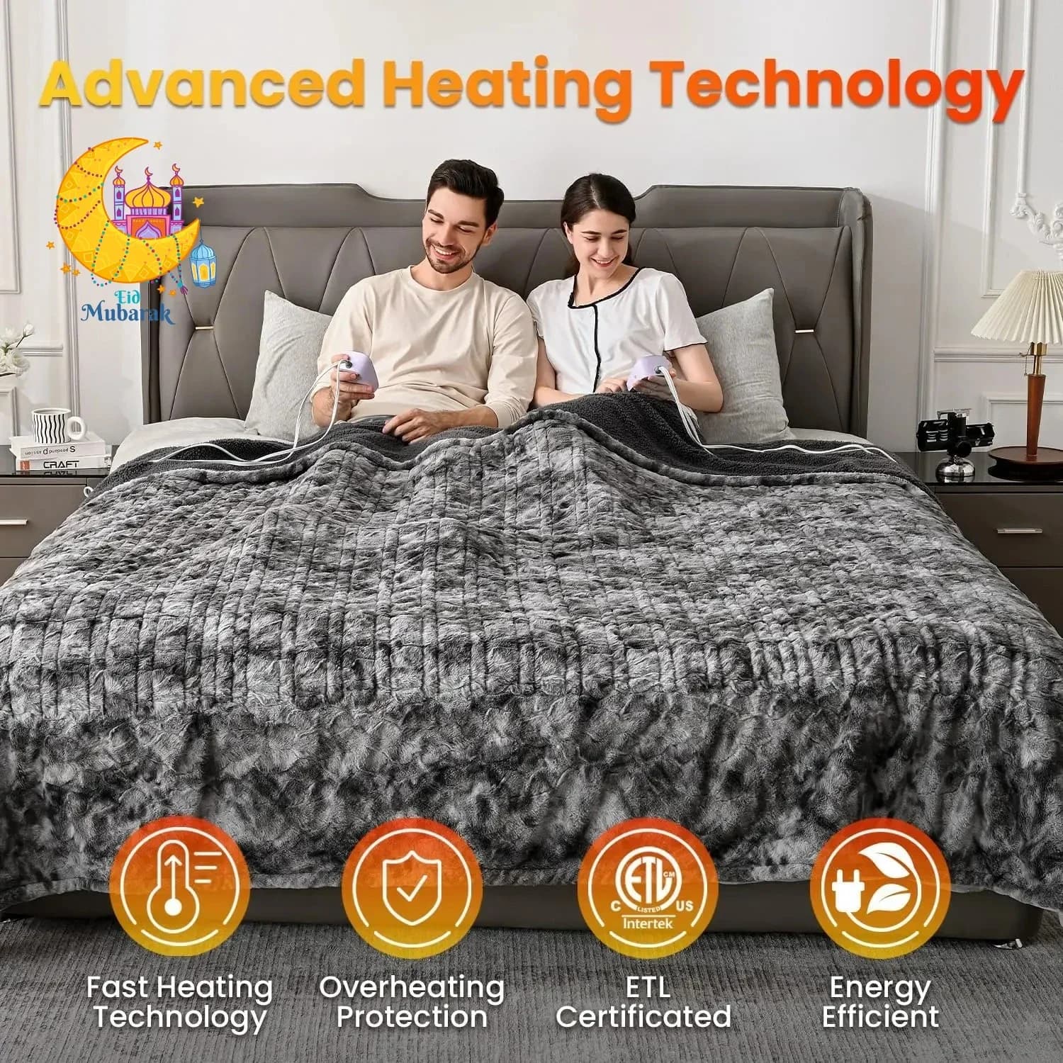 Coperta Elettrica King Size, Doppio Controllo, 90"x 100", Doppio Lato in Finta Pelliccia e Sherpa, Protezione dal Surriscaldamento