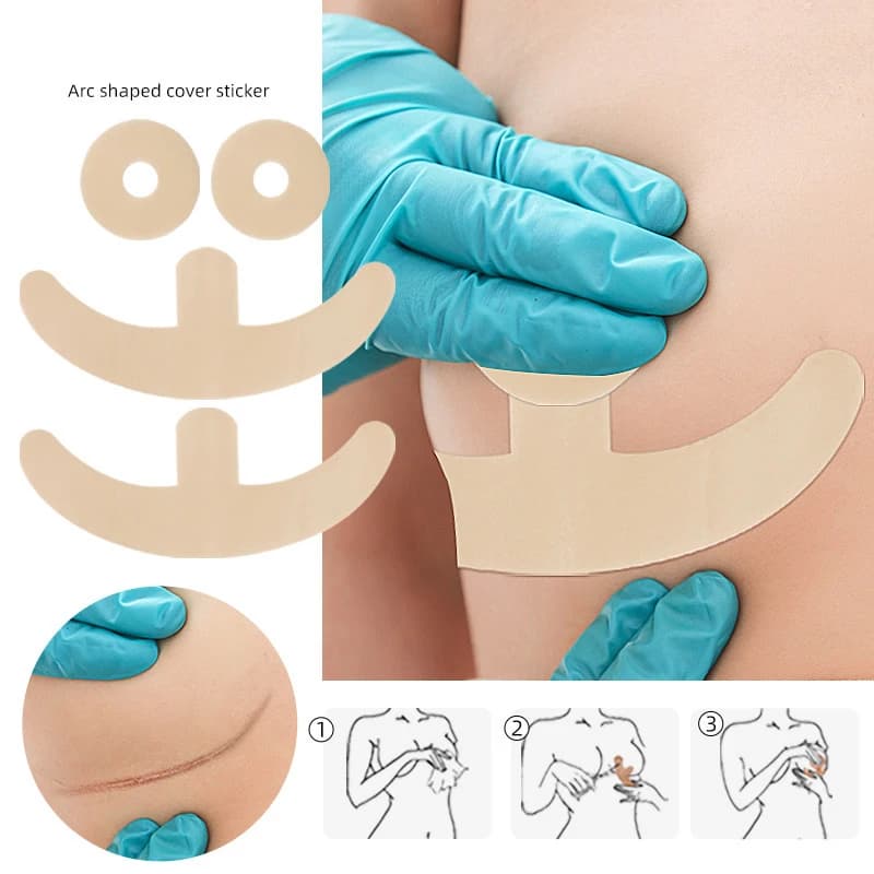 Circular arch-shaped silicone reusable invisible stud to hide scars and tattoos, cup cover sticker