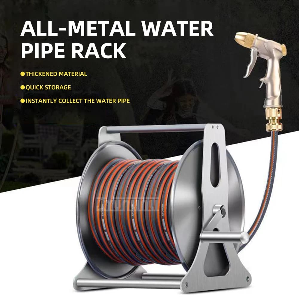 Tubo dell'acqua in metallo ad alta pressione | Rack di stoccaggio con connettore per rubinetto, pulizia, lavaggio e uso in giardino ​