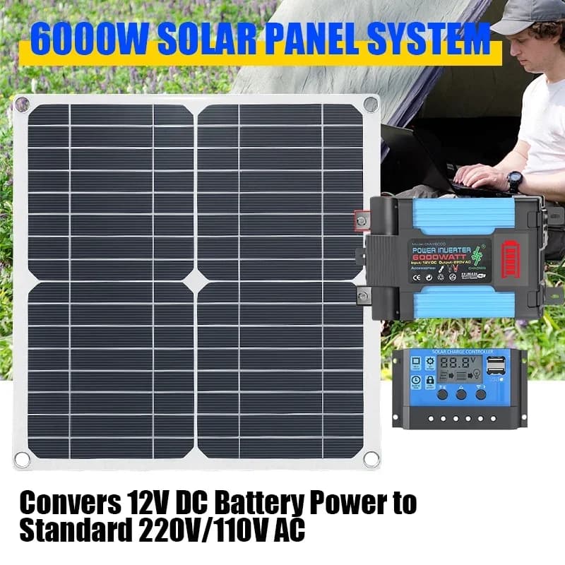 6000W solar kit equipped with 200W solar panels and controller, suitable for emergency power supply of household RVs and campers