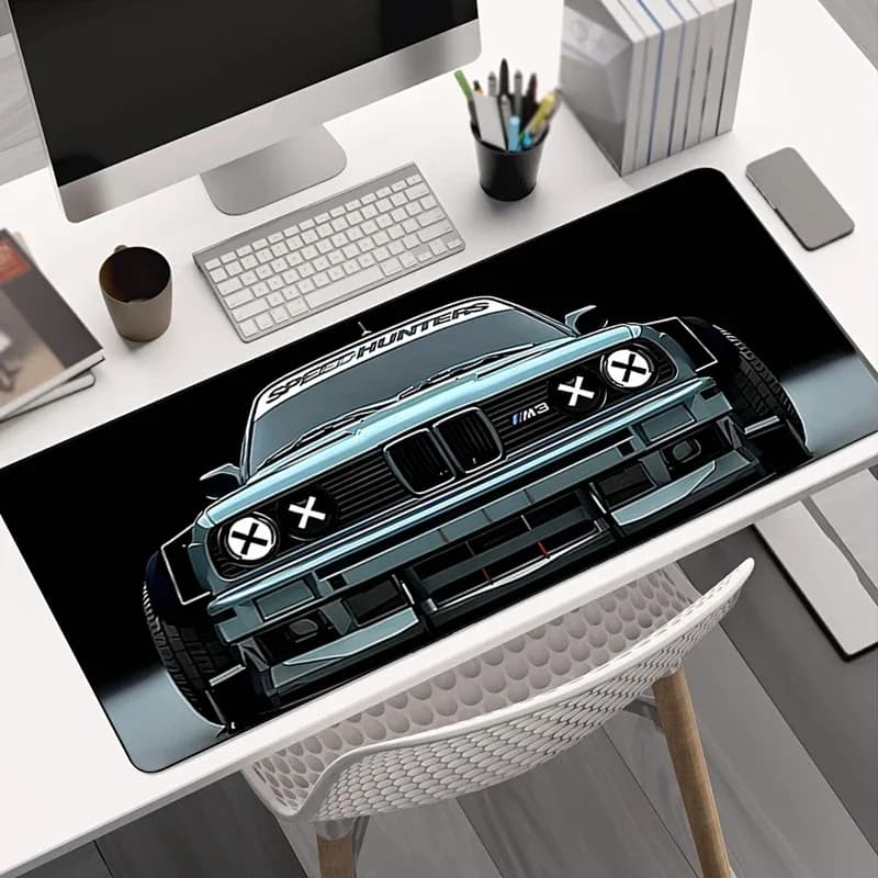 Tappetino per mouse XXL con illustrazione di auto sportiva, tappetino da scrivania Speed Style, base in gomma antiscivolo, configurazione da gioco