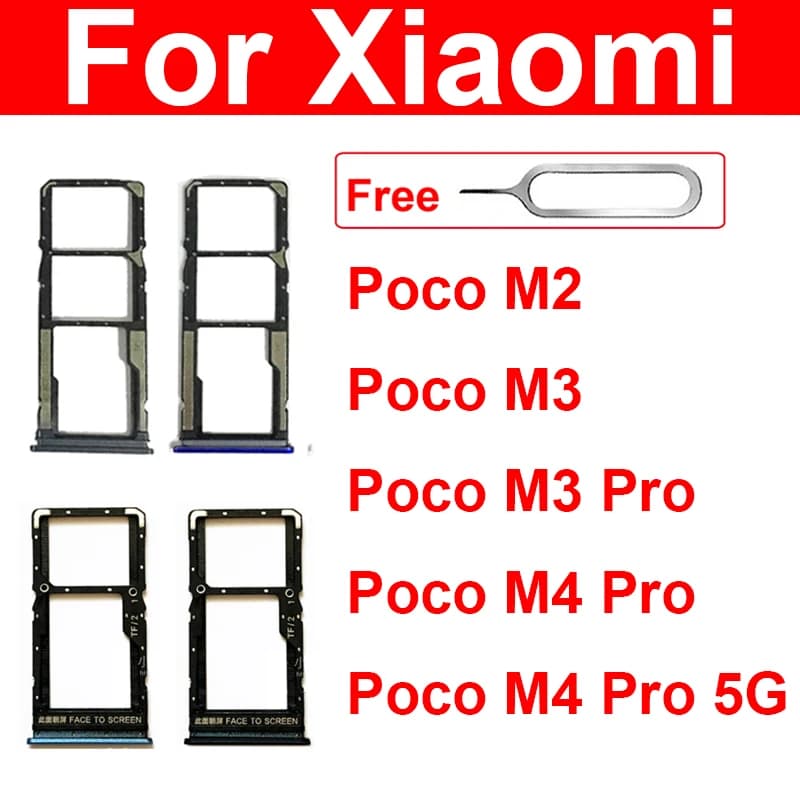 Presa adattatore vassoio scheda SIM per Xiaomi Mi Pocophone M2 M3 Pro 5G M4 Pro 4G 5G Slot per scheda SIM Lettore di schede di memoria Parti del supporto