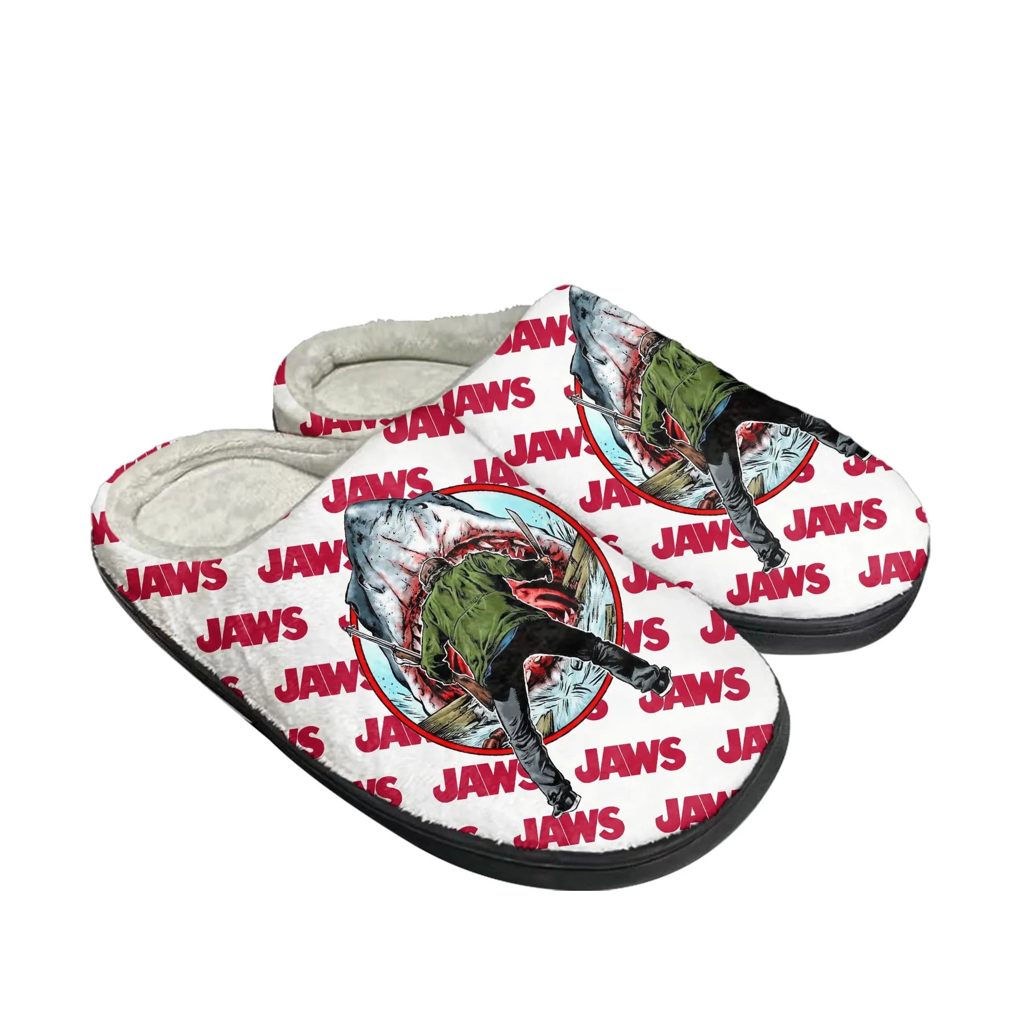 Jaws Movie Shark Pantofole in cotone per la casa Uomo Donna Peluche Camera da letto Casual Tenere al caldo Scarpe Pantofole termiche per interni Scarpe personalizzate