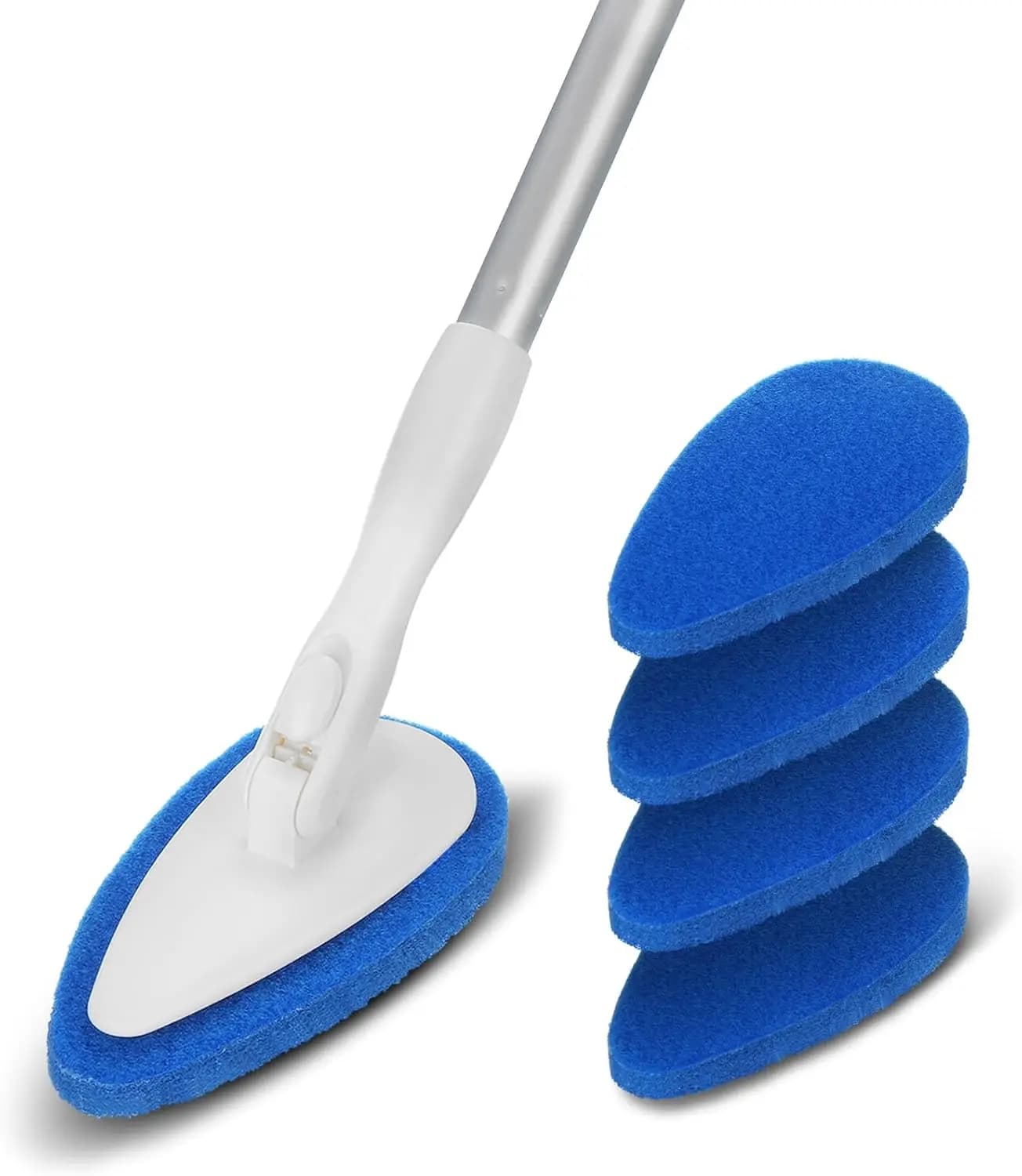 51 inch long handle shower and bathtub cleaning brush – rigid bristles for cleaning tiles, walls, sinks and WC