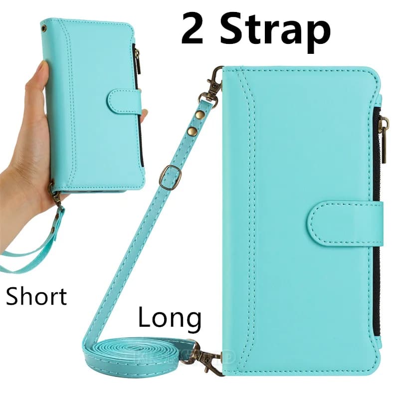 Portafoglio multi carte con cerniera per Xiaomi POCO F7 Ultra F6 F5 F3 X7 X6 Neo X5 X4 GT X3 NFC A3 A2 A1 6X Custodia in pelle con vibrazione Cinghie di supporto