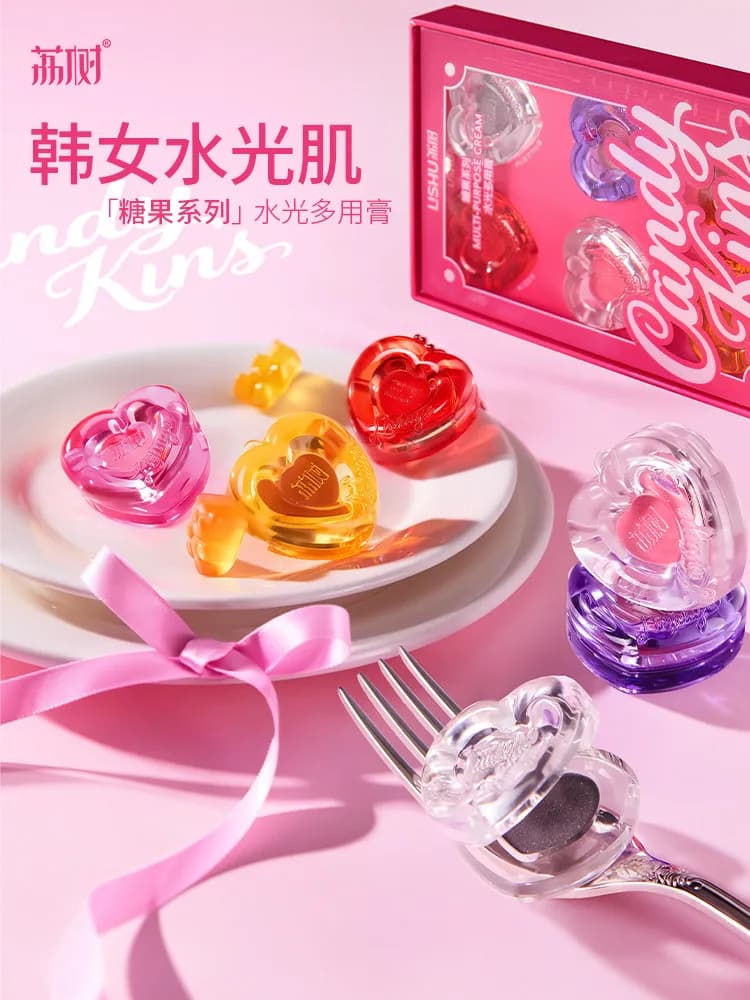 Multipurpose Cream Palette Lishu: Blush, Illuminant, Umbrella and Rossetto All in One - Colors Fruit Candy - Cosmetic Daily for Beginners