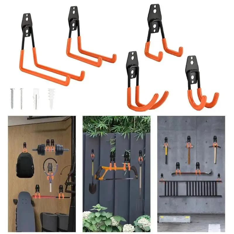 Heavy Duty Wall Mount Iron Hook Garage Organizer Bicycle Ladder Hanger Anti Slip For Garden Tools Home Workshop
