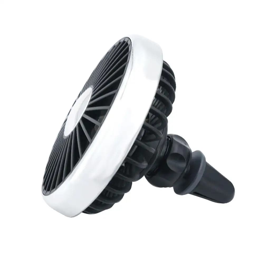 Ventilatore per auto portatile USB Doppia alimentazione 360 ° Raffreddamento silenzioso regolabile sicuro per presa sedile cruscotto Uso desktop Regalo di viaggio estivo