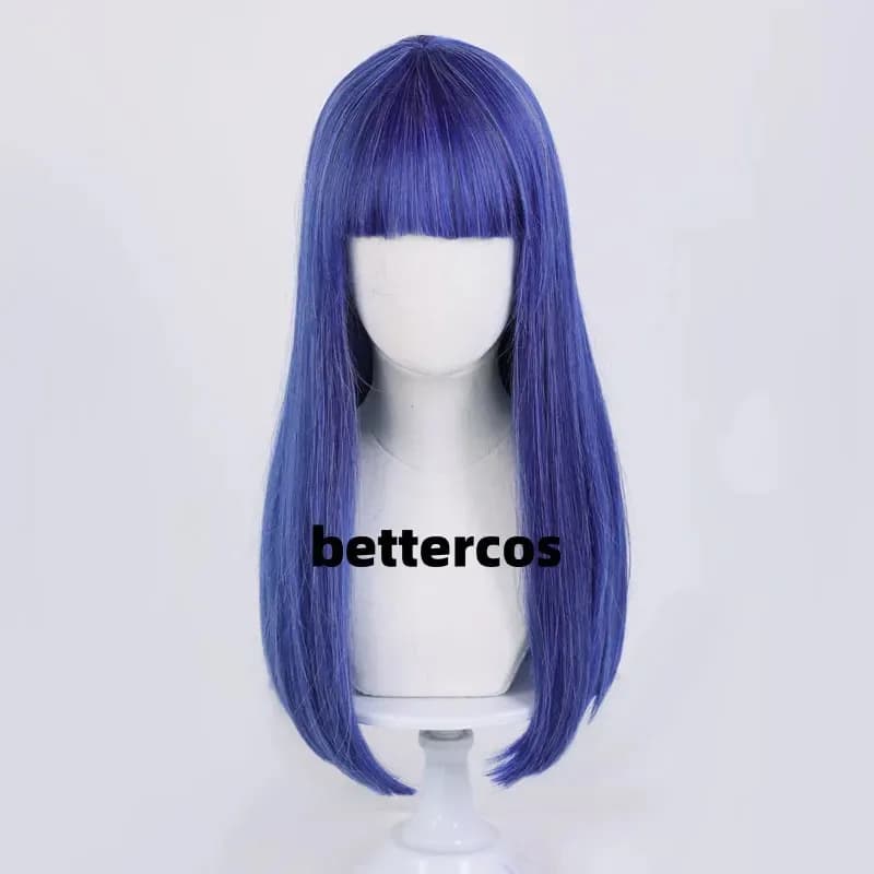 Berretto per parrucca copri testa copricapo cosplay lungo blu riccio Ennui