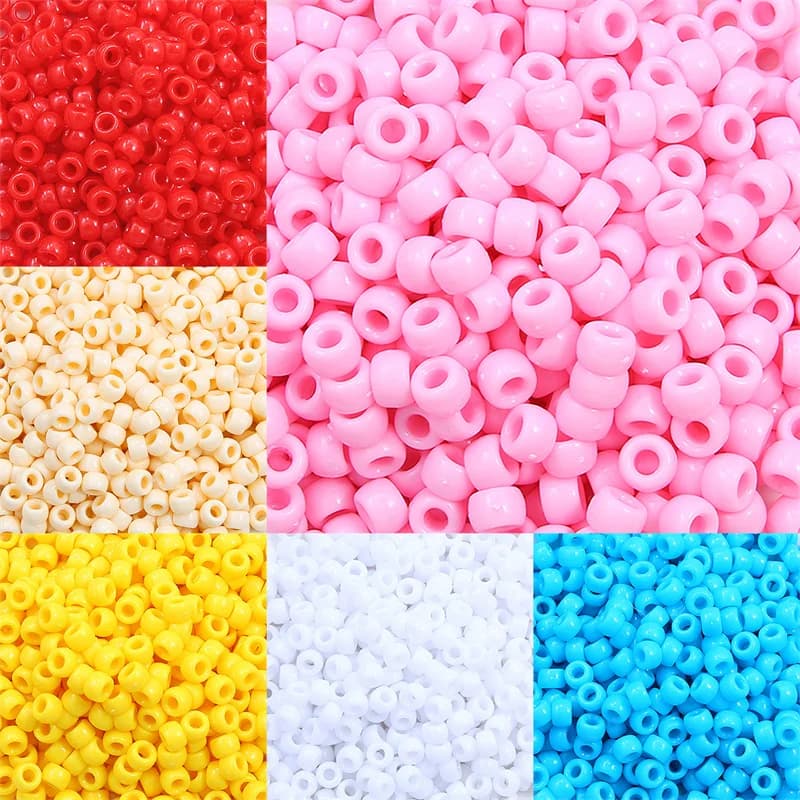 100Pcs Acrylic Pony Beads 9x6mm Bulk Plastic Large Hole Decorative Beads For DIY Friendship Bracelet Jewelry Making Braids