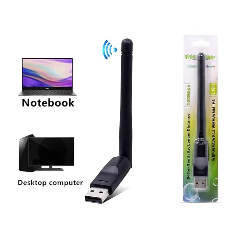 Adattatore WiFi USB Mini 150Mbps, Scheda di Rete Wireless 150M, Ricevitore Wi-Fi LAN con Antenna, Trasmettitore Wireless 2.4G 802.11b/g/n