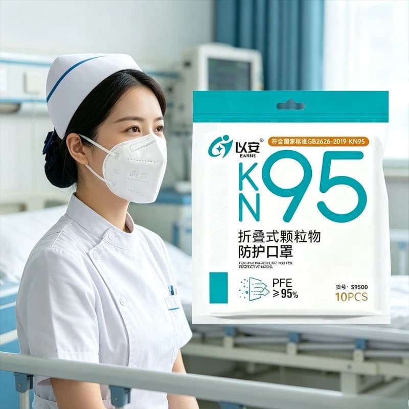 Maschera protettiva non tessuta standard KN95 da 10 pezzi, maschera monouso per aree pubbliche sul posto di lavoro, maschera traspirante con guarnizione regolabile