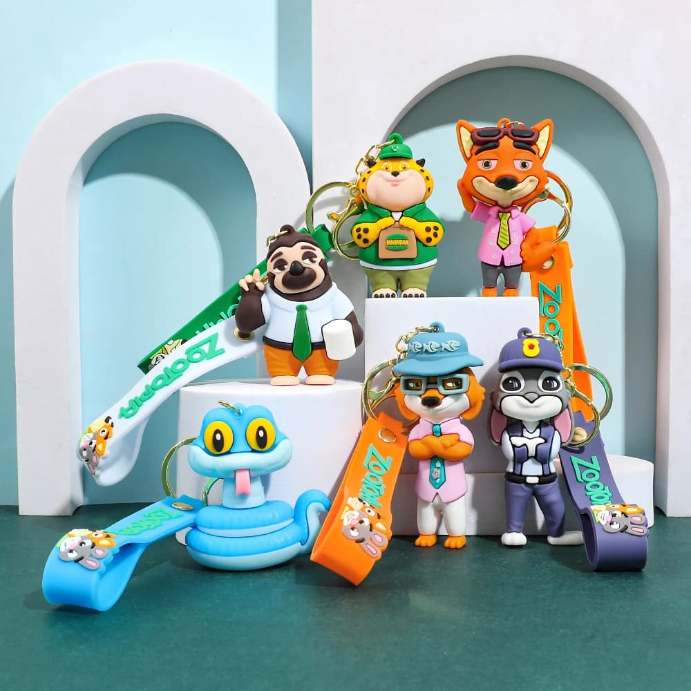 Zootopia Portachiavi a 2 figure Simpatica bambola in PVC Gary De'Snake Portachiavi per auto Accessori Ciondolo per borsa Fascino Regalo di Natale perfetto per lei