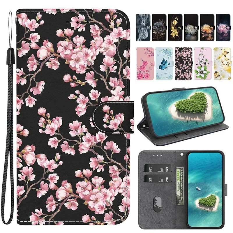 Custodia a portafoglio con supporto per Xiaomi Poco X6 PRO X7 x6 5G X5 X4 PRO 5G x4 GT X3 X3 NFC X3 GT Custodia a portafoglio con motivo dipinto a vibrazione