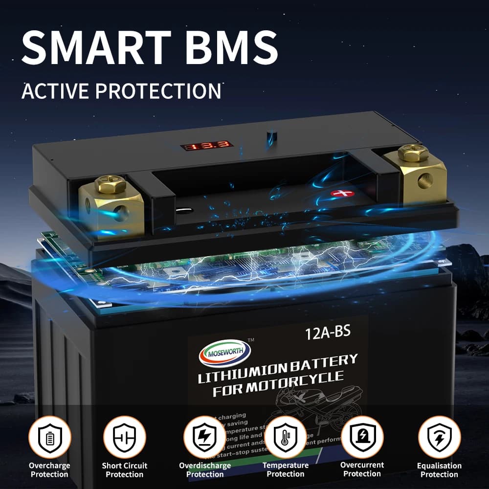 12A-BS 12V LiFePO4 batteria per moto 450CCA 8AH batteria agli ioni di litio Jump Starter con protezione di tensione BMS per Scooter ATV