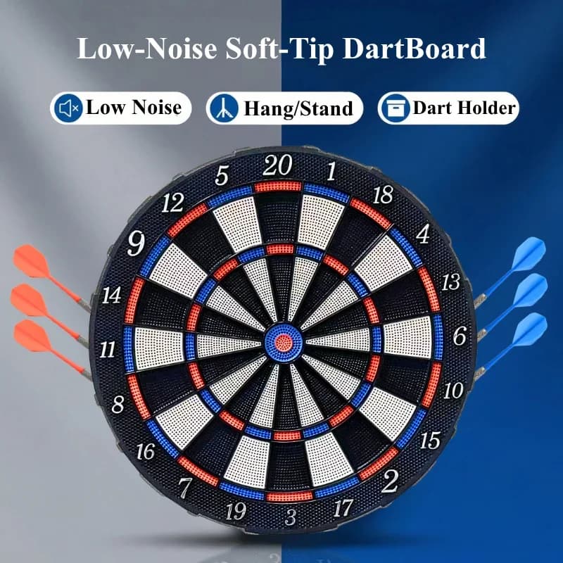 Set di Freccette con Punta Morbida DartVibe Include 6 Freccette con Sistema di Riduzione del Rumore, Supporto da Parete e da Tavolo, Portatile per Gioco all'Aperto