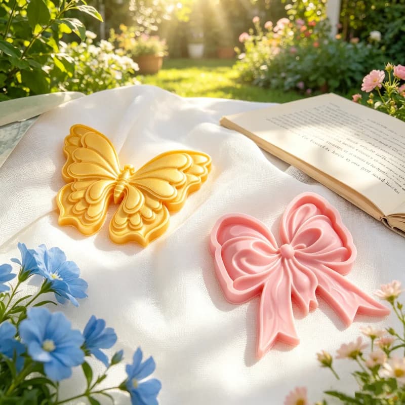 3D Elegant Bow Silicone Candle Mold Chraming Rose Branch Resin Crafting Mold DIY Romantic Butterfly Soap Making Mold Home Decor