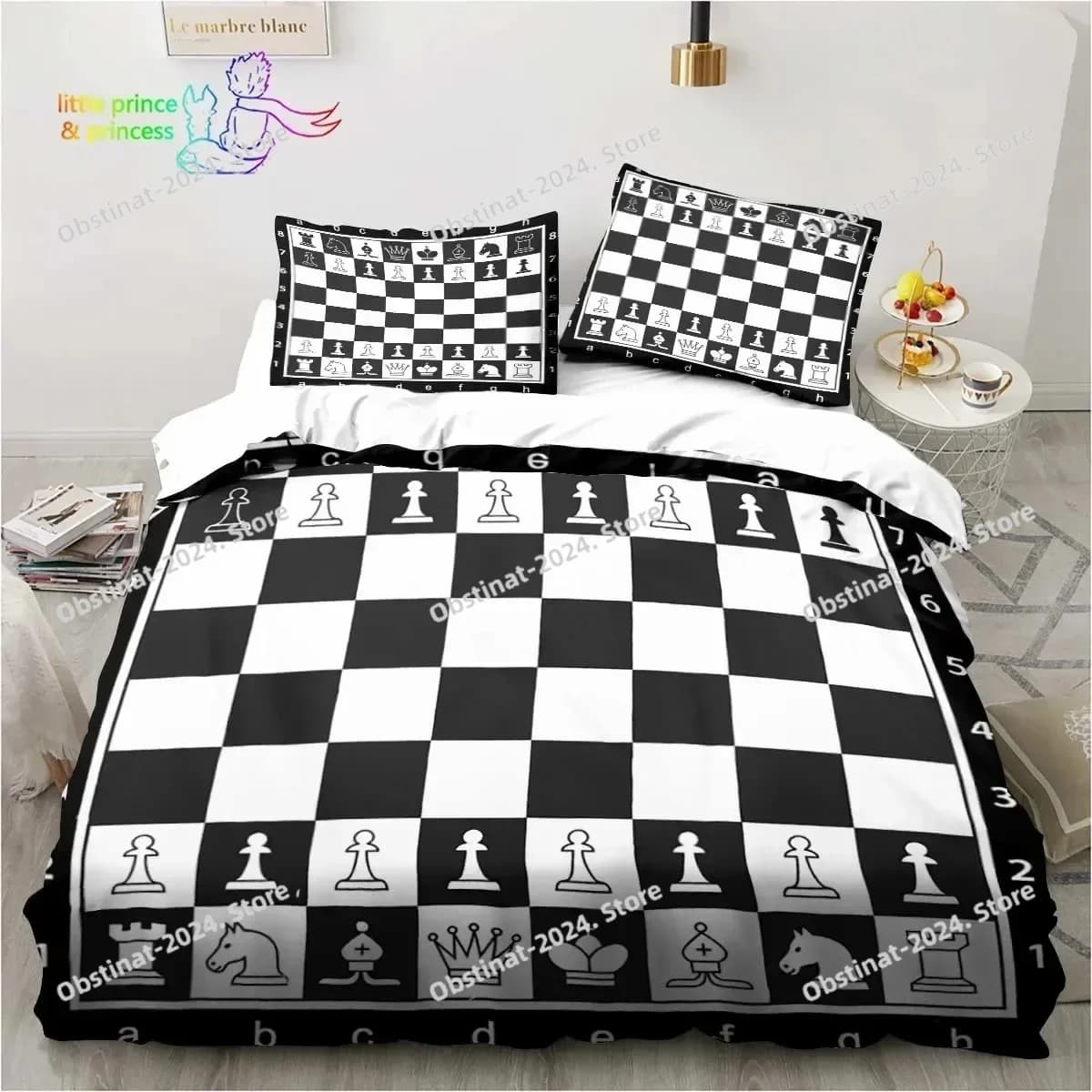 Divertente set di biancheria da letto per scacchiera singolo doppio completo set letto queen king size camera da letto per bambini per adulti regalo di biancheria da letto stampata in 3D