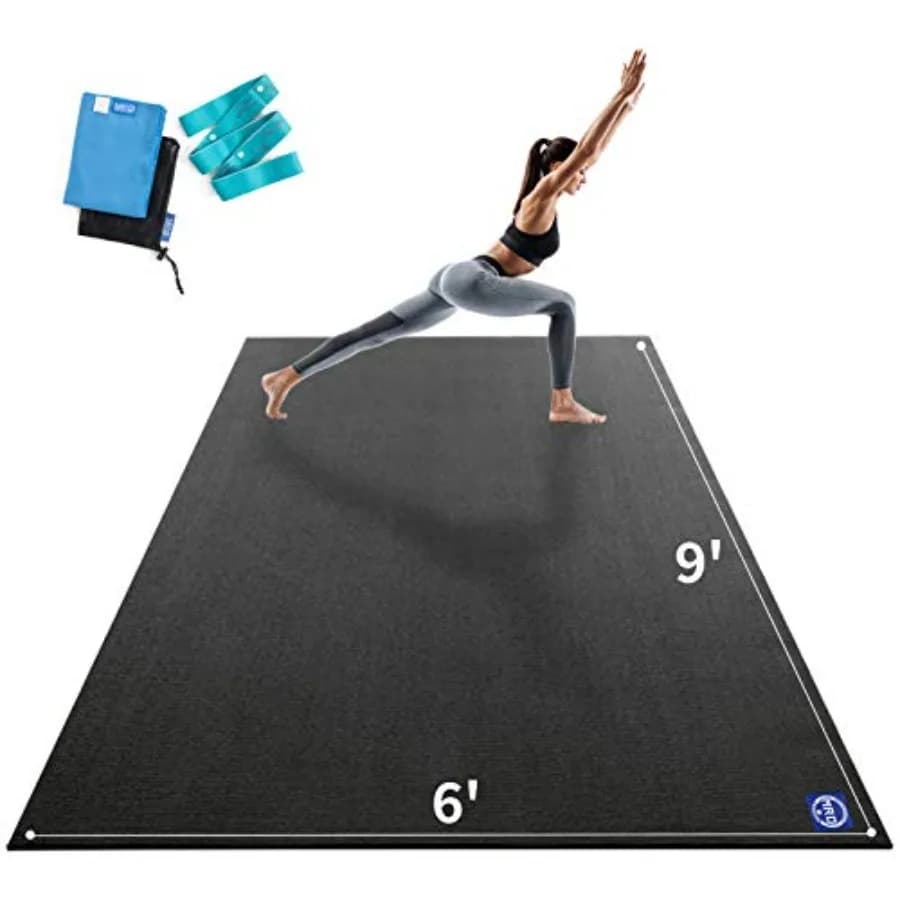 Tappetino Yoga Extra Large, 12'x6'/9'x6'/7'x5'/6'x4', Spessore 9MM, Tappetini per Esercizi Extra Larghi e Spessi per Palestra Domestica, Antiscivolo, Morbidi