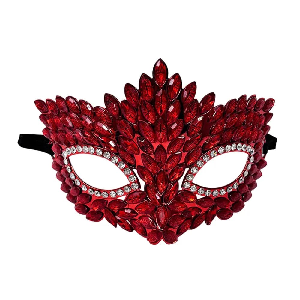Maschera di Lusso in Acrilico Lucido con Cristalli, Mezza Faccia, Gioielli Completi, Design Elegante, Maschera da Ballo in Maschera Sexy, Maschera per Rave Fatta a Mano