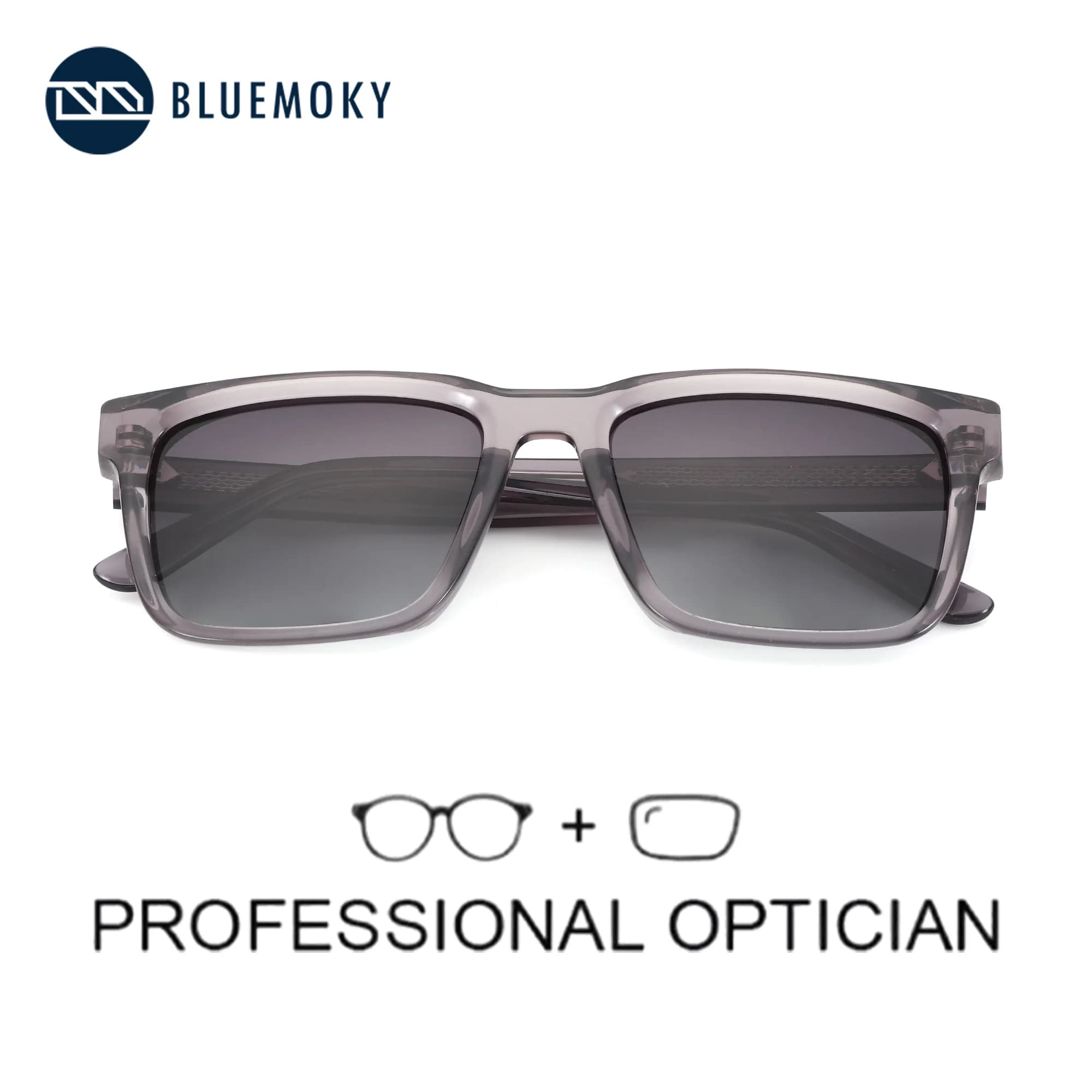 BLUEMOKY L Size Modish Acetate Square Prescription Sunglasses Men Progressive UV400 Polarized Myopia Sunglasses Man