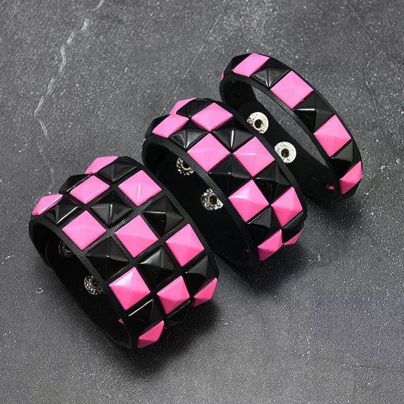 3 pezzi/set moda rivetti a contrasto polso in pelle amicizia grande braccialetto largo per maschio femmina fibbia gioielli punk vintage