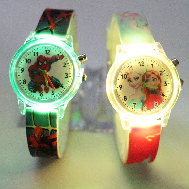Disney Princess Elsa Children's Watch, Silicone Strap, Cartoon, Bright, Spider-Man Kids Wrist Watch, Reloj Infantil