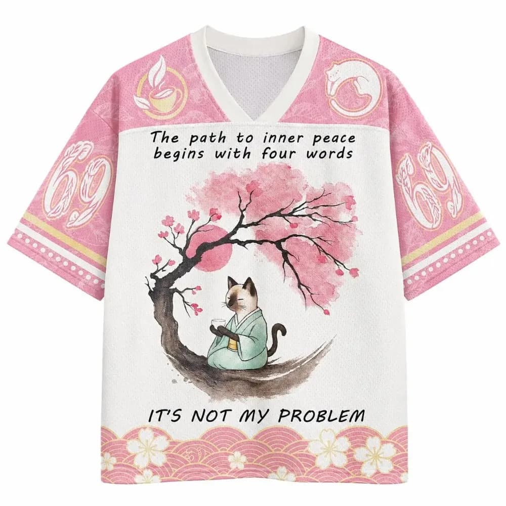 Cherry Blossom Tree Zen Cat 3D Printed Quick-Drying Breathable Loose Men's and Women's V-Neck T-Shirt for Outdoor Leisure Y2KUse