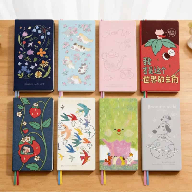 cute Original Undated Weekly Planner Illustrated Hardcover Journal with Two Page Per Week Portable To-Do List Notebook Slim gift