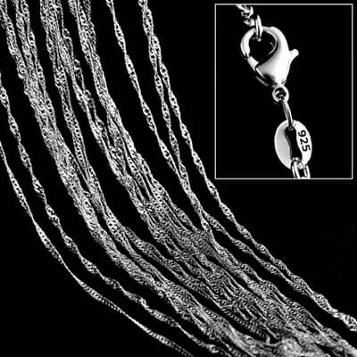 10PCS 18inch Rodium Color 925 Sterling Silver Charm Link Chain Necklace Jewelry with Strong Smooth Lobster Clasps