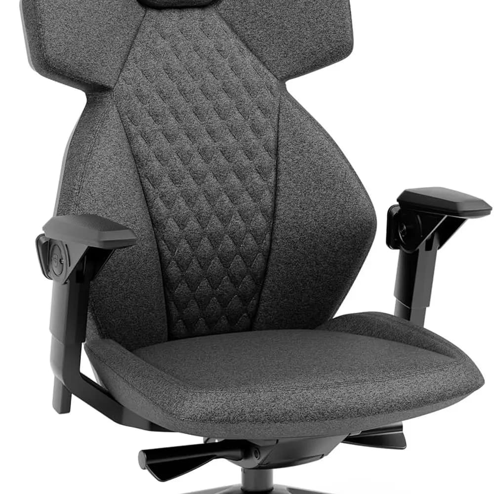 Sedia da gaming ergonomica in granito TX con braccioli imbottiti, reclinabile sincrono, sedile in tessuto, supporto lombare e ruote girevoli