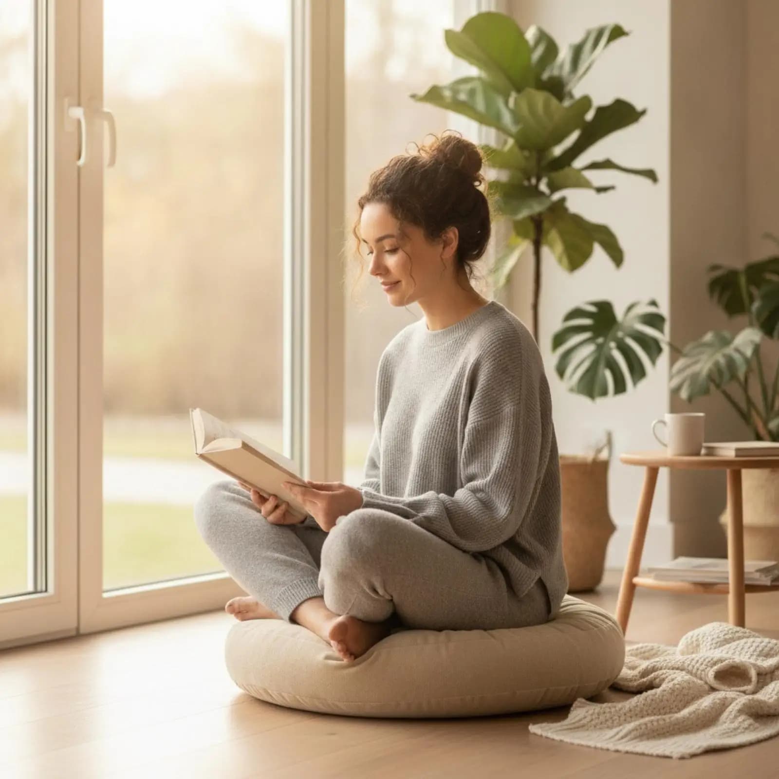 Cute Round Cushion Soft Chenille Floor Pillow for Meditation Tatami Room Plush Tufted Seat Pad Cozy Decor