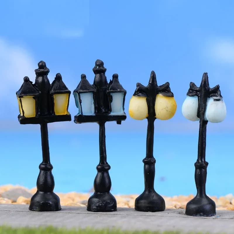 1PC antica luce stradale figure in miniatura decorativa fata giardino statua animale casa desktop regalo ornamenti muschio artigianato in resina