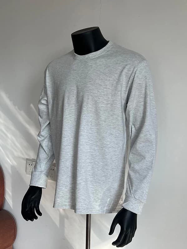 T-shirt a maniche lunghe da uomo Cleanfit Light con colletto piccolo, in puro cotone, stile americano, con cappuccio, sensazione premium
