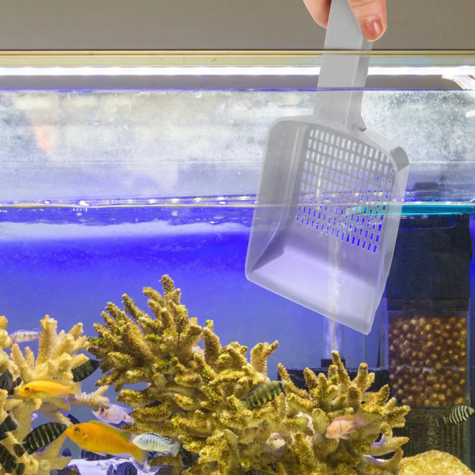 Pala per Sabbia per Acquario, Strumento di Pulizia per Acquari, Manutenzione Rapida e Semplice per la Rimozione di Sabbia, Ghiaia e Detriti, Design Portatile e Manuale
