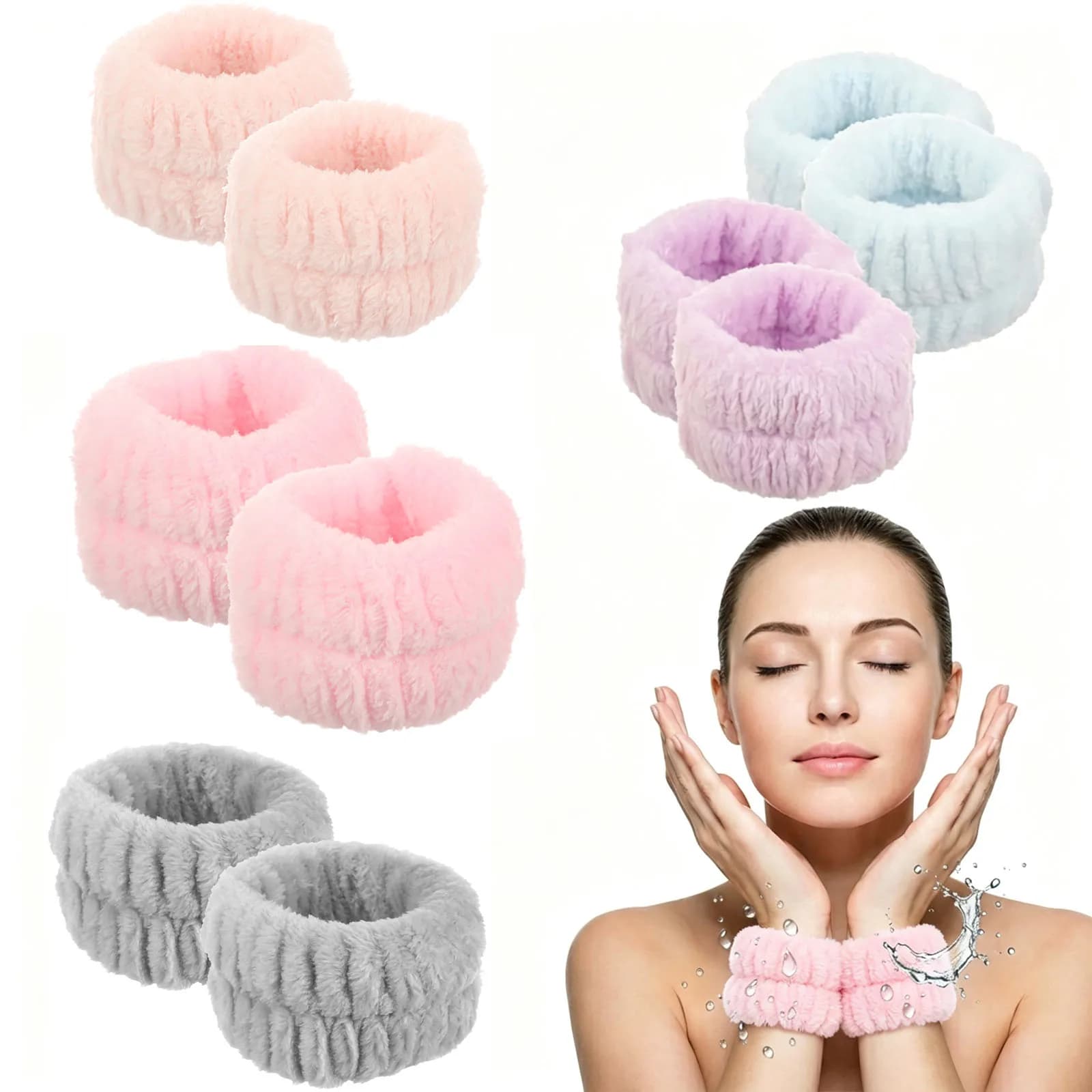 2 Pezzi Fascia da Polso Assorbente per Lavaggio Viso e Spa, Fascia Antisudore che Impedisce all'Acqua di Scendere sui Braccia