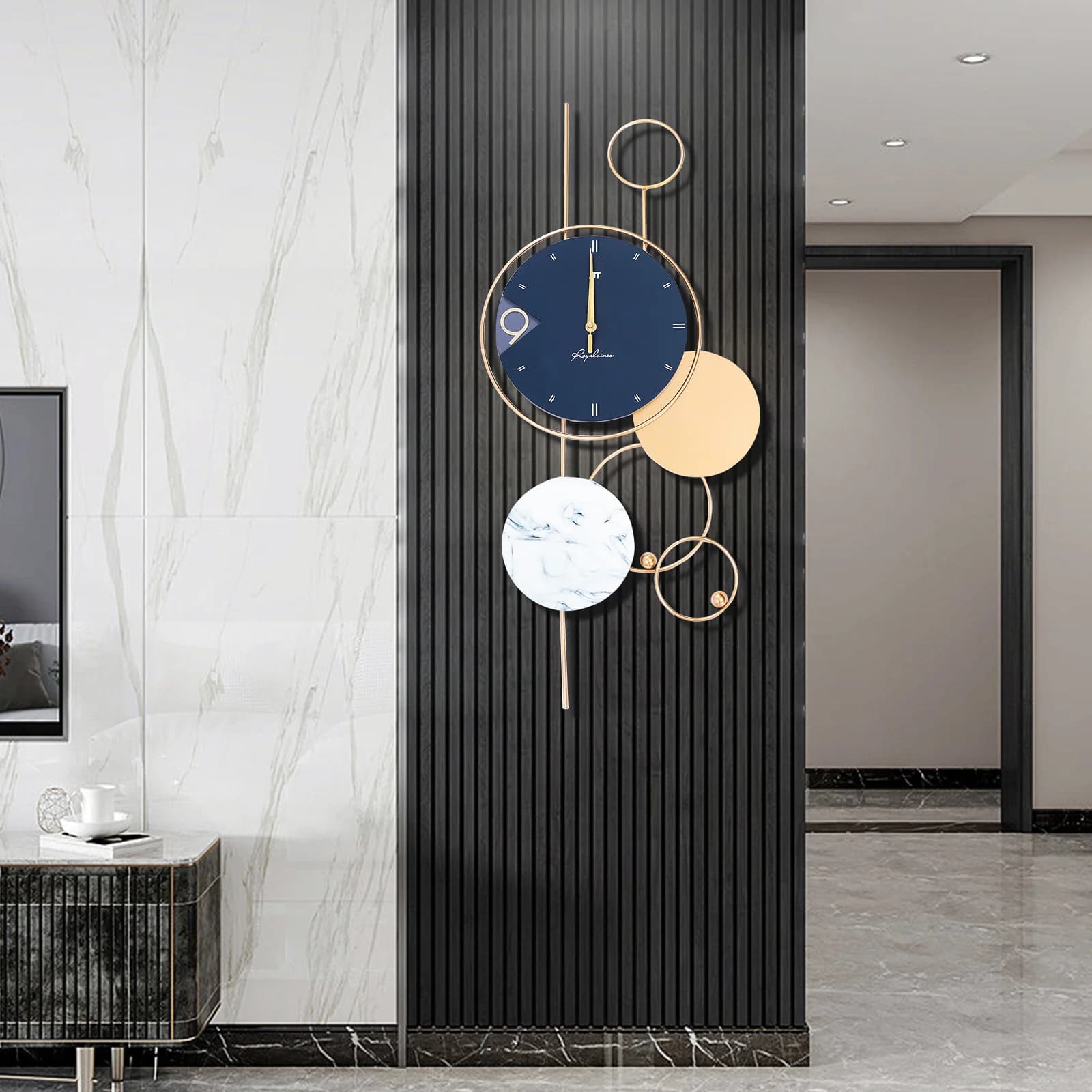 Nordic Style Luxury Wall Clock - Pulite Lines, No Battery, Ideal for Modern Living Room