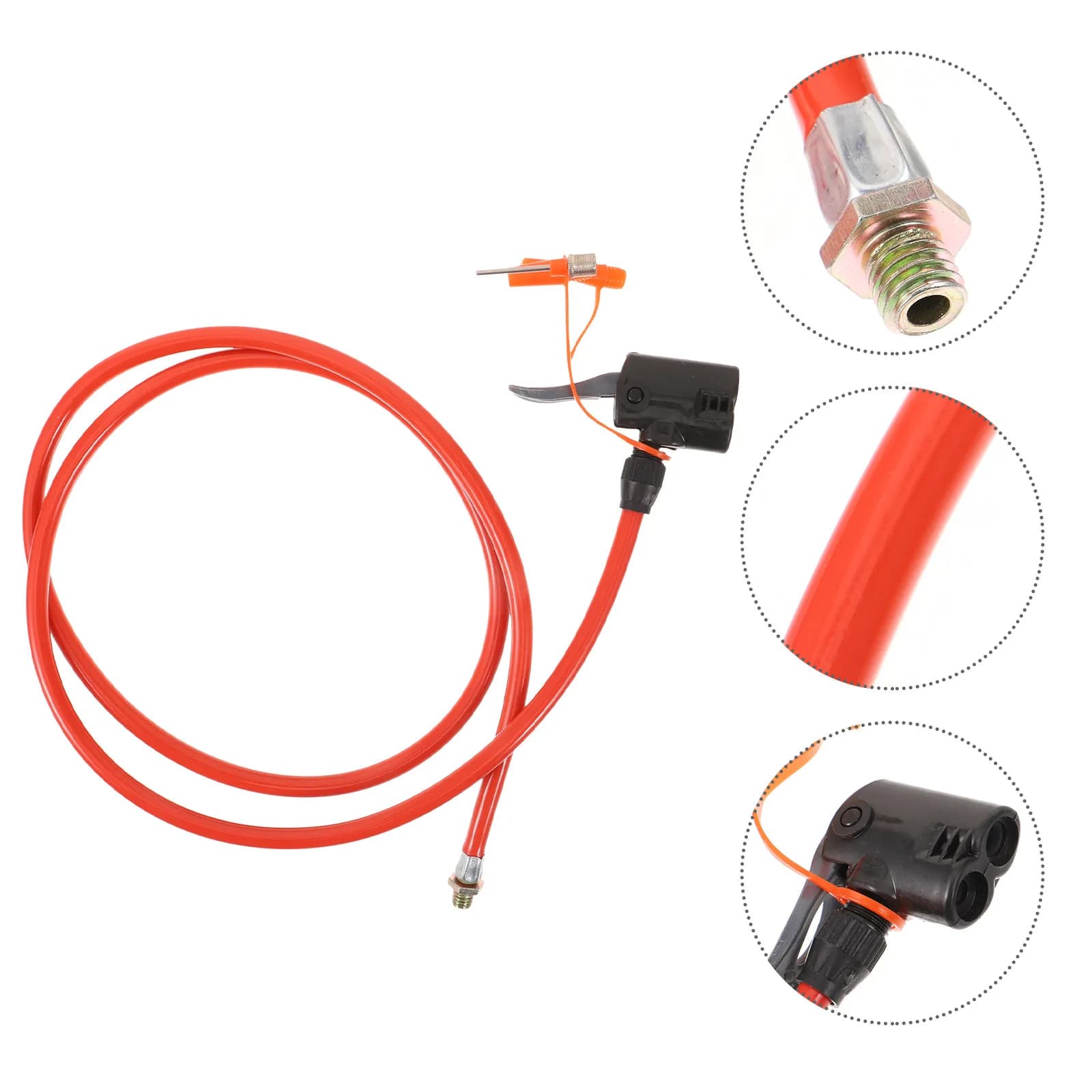 Professional Bike Pump Hose with Anti-Freeze Function Metal Head Tpu Body Includes Valve Adapters for Reusable