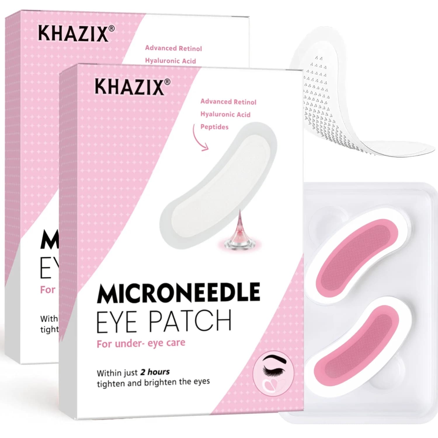 Retinol Microneedle Eye Patches with Hyaluronic Acid & Firming Peptides,for Forehead, Eye Area, Crow's Feet & Smile Lines,1Pair.