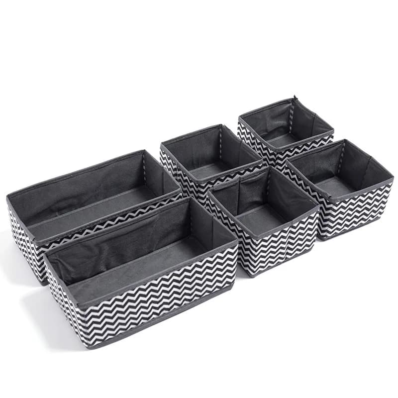 Scatola portaoggetti all'ingrosso in tessuto non tessuto, set da sei pezzi a cassetto per calze, reggiseni, biancheria intima, scatola portaoggetti pieghevole per organizzare