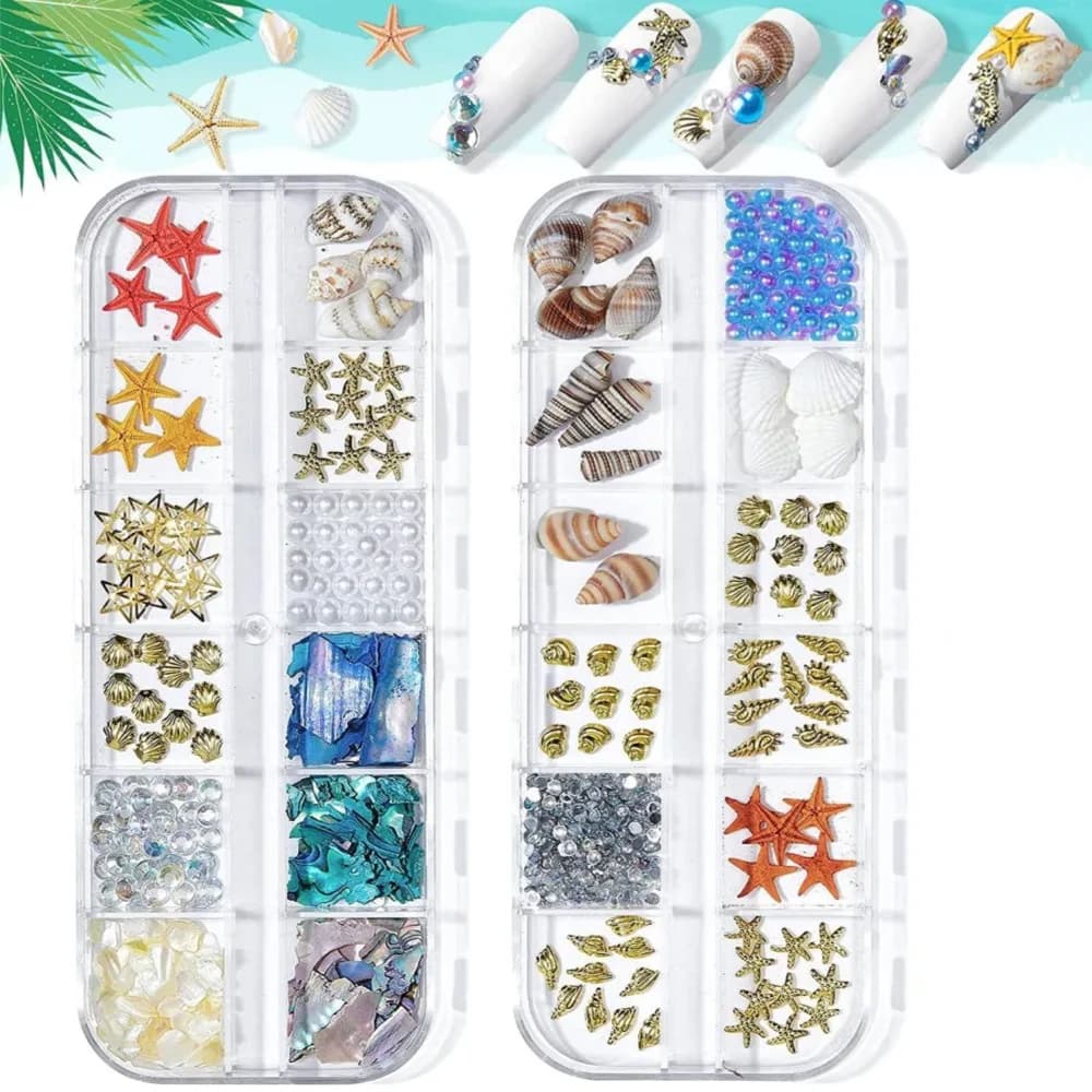 1 scatola Shell Starfish Conch Sea Ocean Series Nail Art per fai da te epossidica Silicone stampo Filler gioielli che fanno forniture accessori Craft