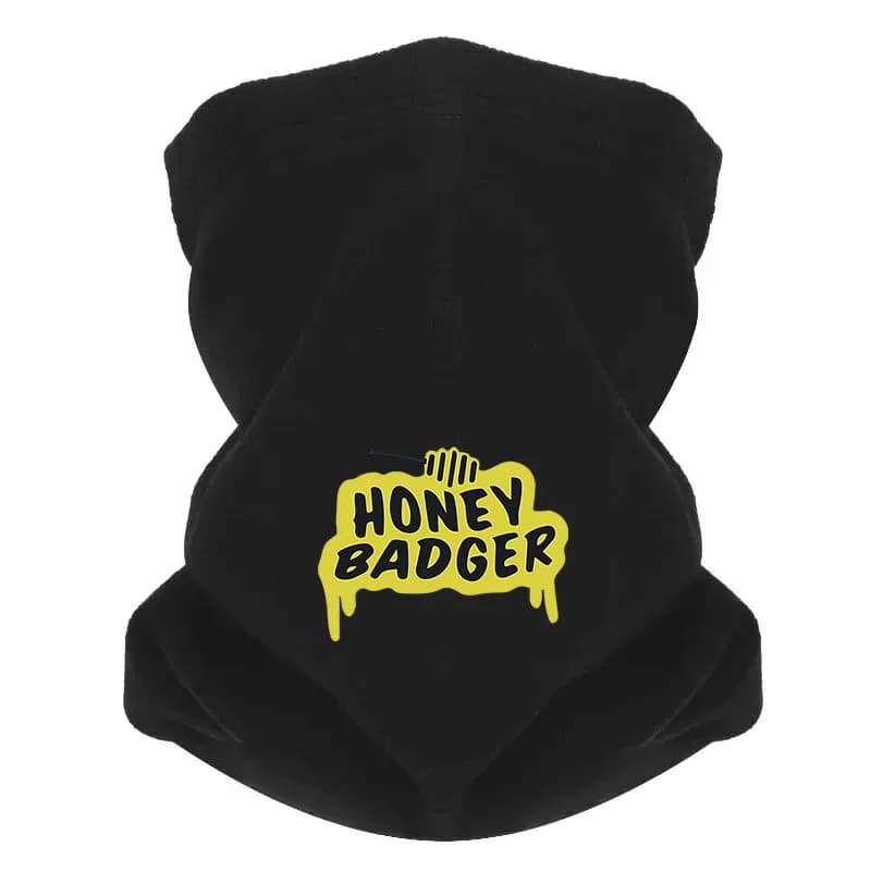 Honey Badger nero audace scritte gialle Uomo Sciarpa da esterno Maschera Ghetta per il collo Cappello Berretto da donna Copricapo Antivento Tenere al caldo Inverno Mu