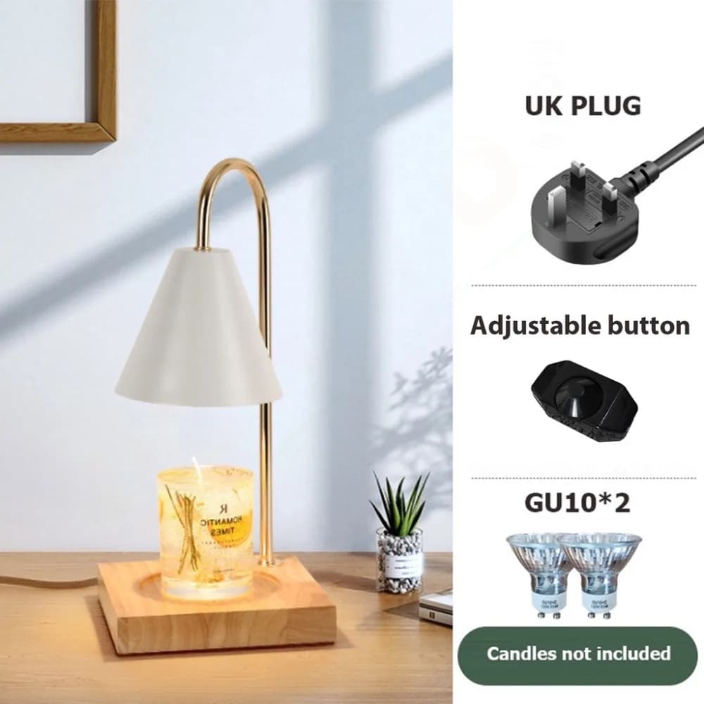 Aroma Diffuser Candle Warmer Lamp Aromatherapy Solid Wood Base Candle Melt Warmer Desk Lamp EU Plug Wax Melting Light Indoor