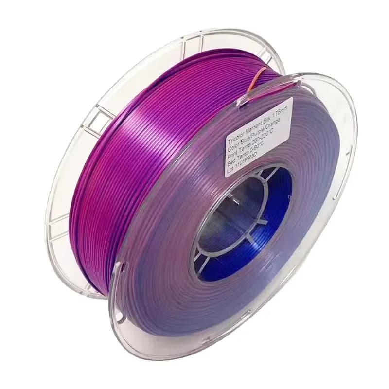 1KG Tricolor Silk PLA Filament for 3D Printers & Pens 1.75mm 335m Length 190-220 Print Temp 0.03mm Tolerance