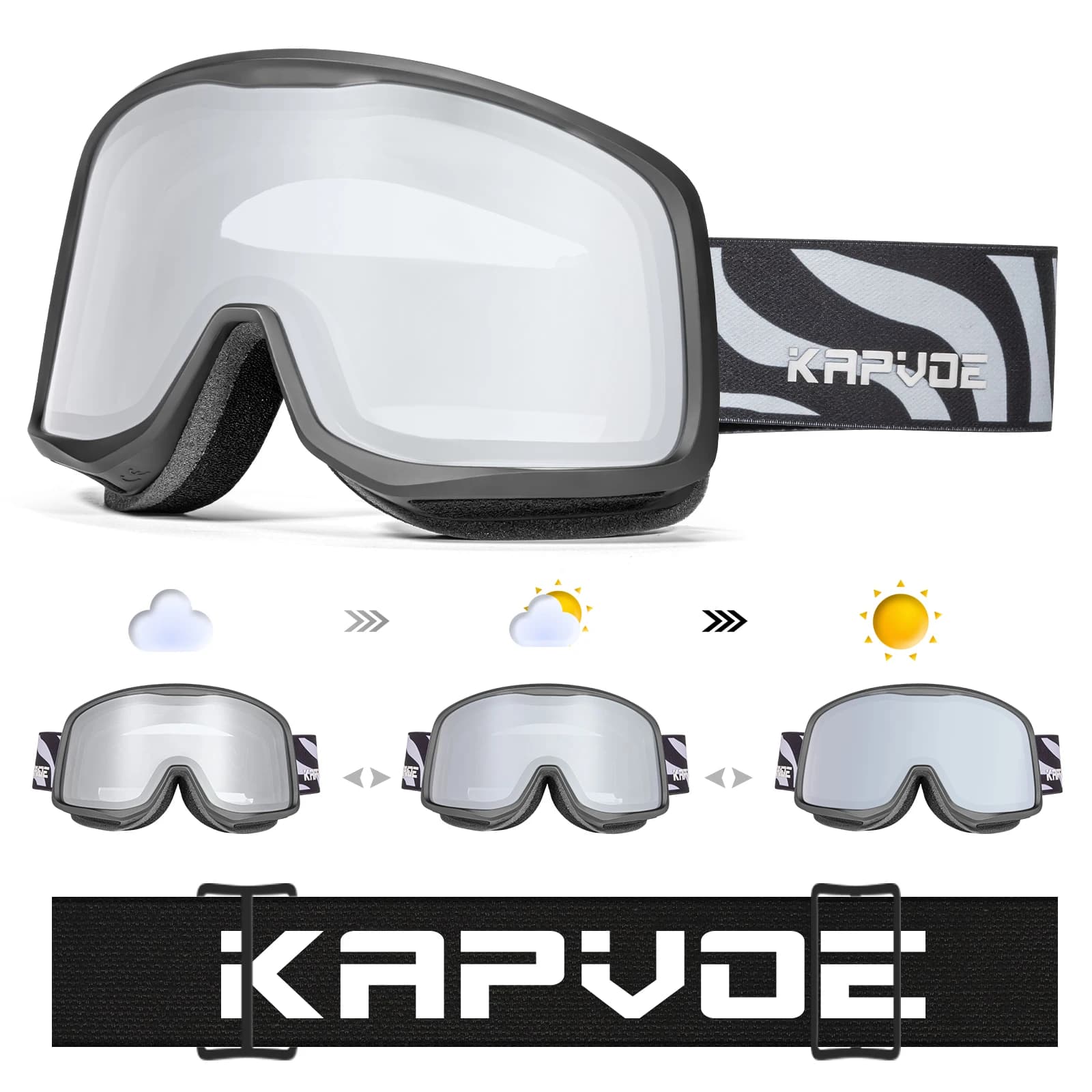 KAPVOE OTG Occhiali da sci fotocromatici da snowboard Donna Uomo Sport all'aria aperta Occhiali da sci UV 400 Occhiali di protezione dalla neve invernale Vendita