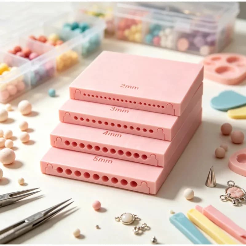 Pink 2-5mm Polymer Clay Bead Roller Template Set 2-in-1 Clay Gel Ball Maker Mold For Soft Pottery DIY Bracelet Ring Gifts