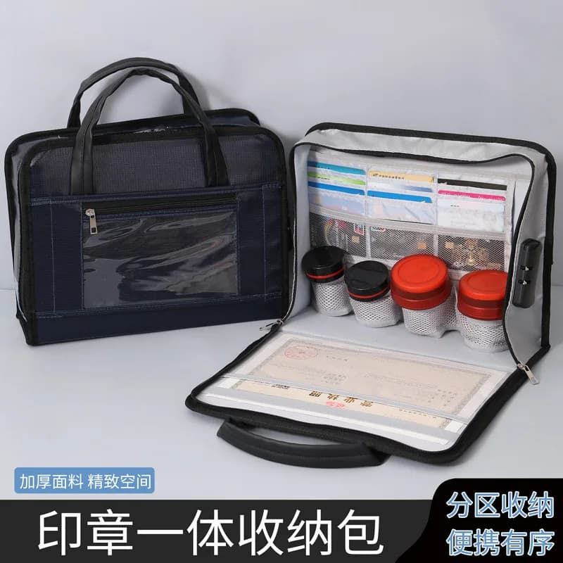 New Fireproof Seal Bag Waterproof Office Seal Storage Bag Passport License Important Document Storage Bag Passport Holder